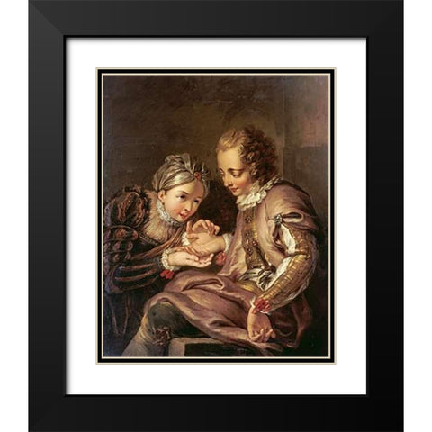 The Fortune Teller Black Modern Wood Framed Art Print with Double Matting by Coypel, Charles