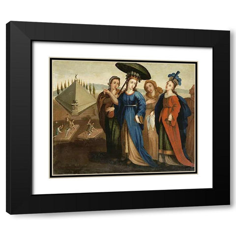 The Mausoleum of Halicarnassus Black Modern Wood Framed Art Print with Double Matting by School, Cuzco