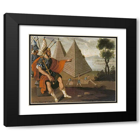 The Pyramids of Egypt Black Modern Wood Framed Art Print with Double Matting by School, Cuzco