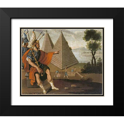 The Pyramids of Egypt Black Modern Wood Framed Art Print with Double Matting by School, Cuzco