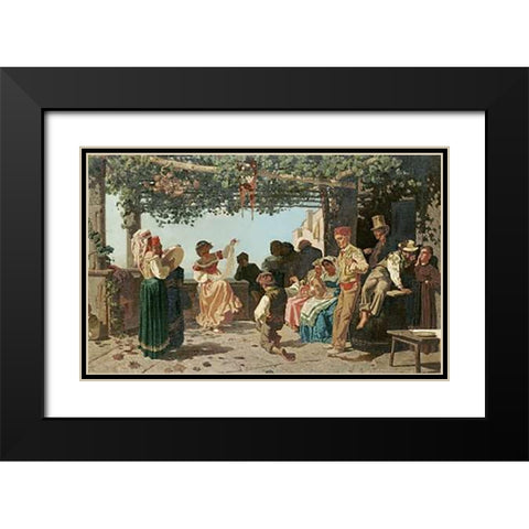 La Tarantella Black Modern Wood Framed Art Print with Double Matting by Dalbono, Eduardo
