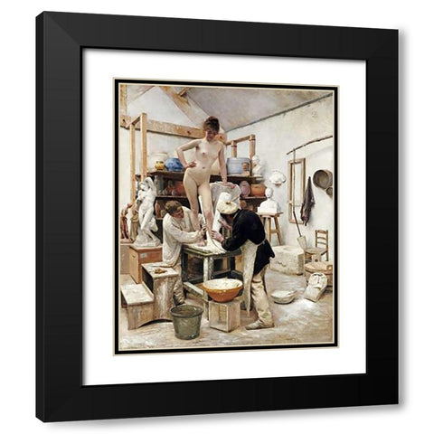 A Mould From Nature Black Modern Wood Framed Art Print with Double Matting by Dantan, Edouard Joseph