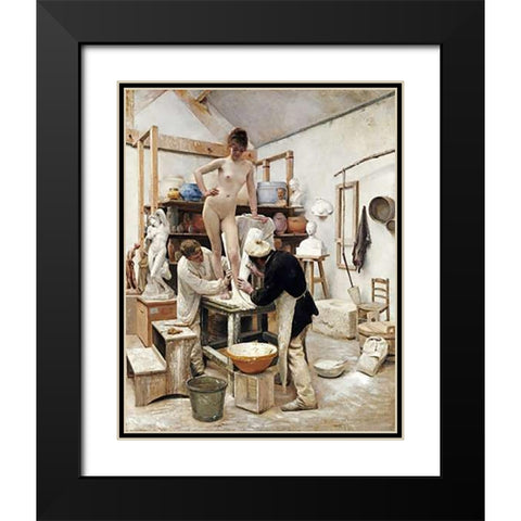 A Mould From Nature Black Modern Wood Framed Art Print with Double Matting by Dantan, Edouard Joseph