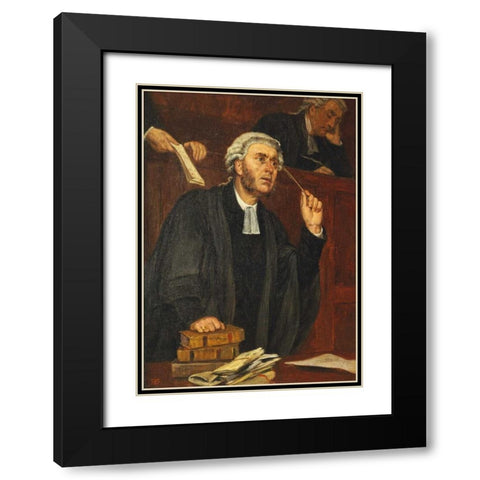 For The Defence Black Modern Wood Framed Art Print with Double Matting by Davidson, Thomas