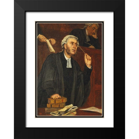For The Defence Black Modern Wood Framed Art Print with Double Matting by Davidson, Thomas