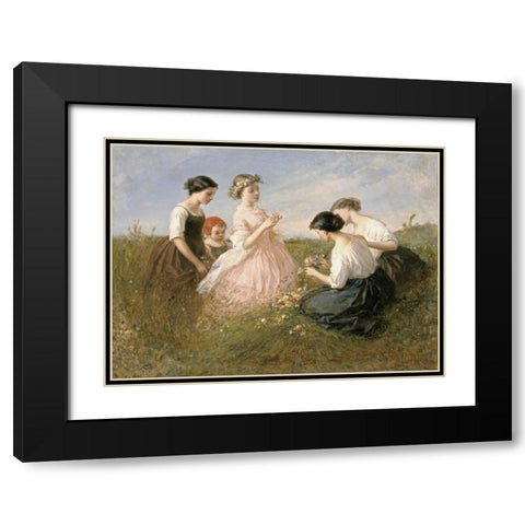 The Flower Garland Black Modern Wood Framed Art Print with Double Matting by De Beaumont, Charles Edouard