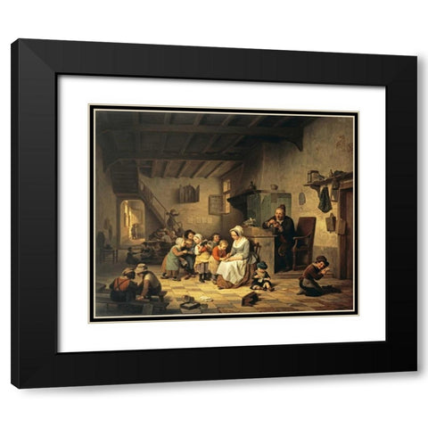 The School Room Black Modern Wood Framed Art Print with Double Matting by De Loose, Basile