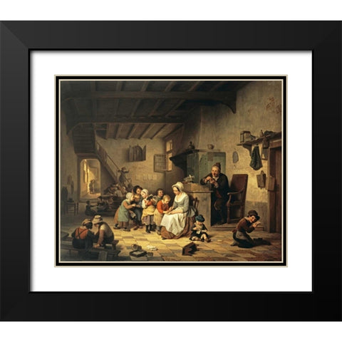 The School Room Black Modern Wood Framed Art Print with Double Matting by De Loose, Basile