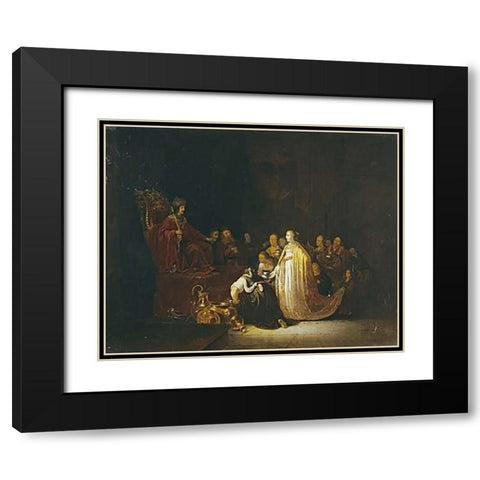The Queen of Sheba Before King Solomon Black Modern Wood Framed Art Print with Double Matting by De Wet, Jacob Willemsz