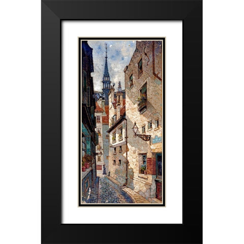 Rue Des Chartres, Old Paris Black Modern Wood Framed Art Print with Double Matting by Deakin, Dewin