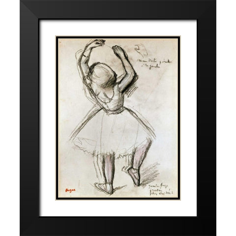 Backview of a Dancer Black Modern Wood Framed Art Print with Double Matting by Degas, Edgar