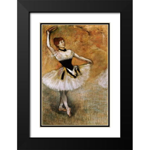 Dancer With a Tambourine Black Modern Wood Framed Art Print with Double Matting by Degas, Edgar