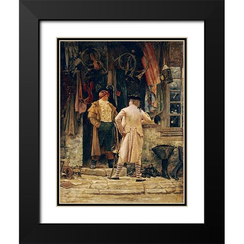 The Bargain Black Modern Wood Framed Art Print with Double Matting by Delort, Charles Edouard