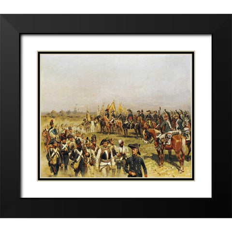 Napoleon Commanding a View of The Prisoners Black Modern Wood Framed Art Print with Double Matting by Detaille, Edouard
