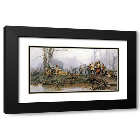 The Encampment Black Modern Wood Framed Art Print with Double Matting by Detti, Cesare Auguste