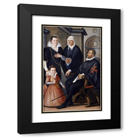 Group Portrait of a Knight of Malta Black Modern Wood Framed Art Print with Double Matting by Di Tito, Santi