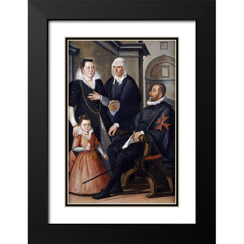 Group Portrait of a Knight of Malta Black Modern Wood Framed Art Print with Double Matting by Di Tito, Santi
