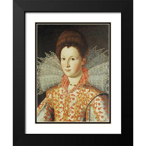 Portrait of a Lady Black Modern Wood Framed Art Print with Double Matting by Di Tito, Santi