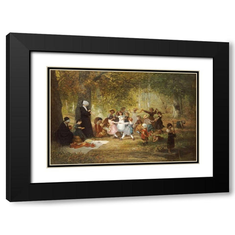 Ring a Ring a Roses Black Modern Wood Framed Art Print with Double Matting by Dieffenbach, Anton