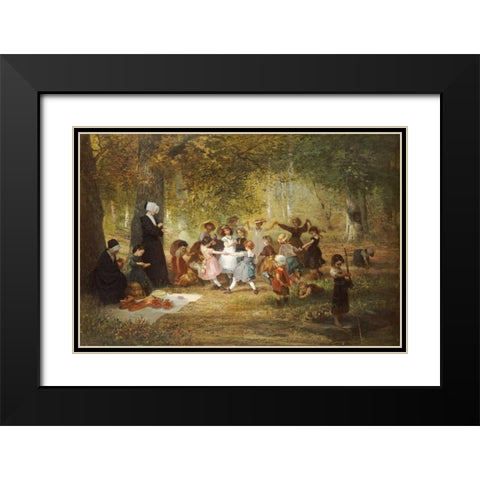 Ring a Ring a Roses Black Modern Wood Framed Art Print with Double Matting by Dieffenbach, Anton