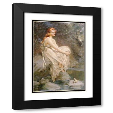 The Princess and The Frog Black Modern Wood Framed Art Print with Double Matting by Dixon, Arthur Percy
