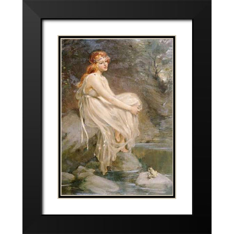 The Princess and The Frog Black Modern Wood Framed Art Print with Double Matting by Dixon, Arthur Percy