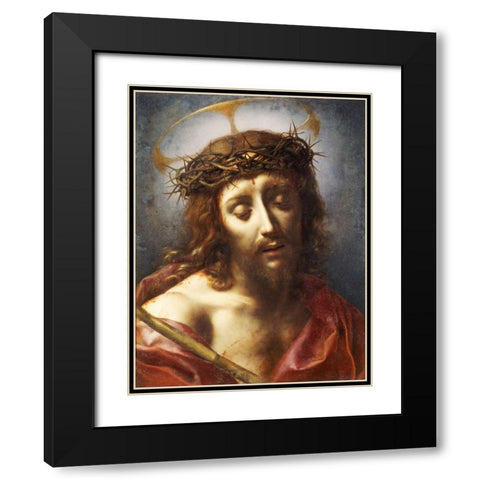 Christ As The Man of Sorrows Black Modern Wood Framed Art Print with Double Matting by Dolci, Carlo