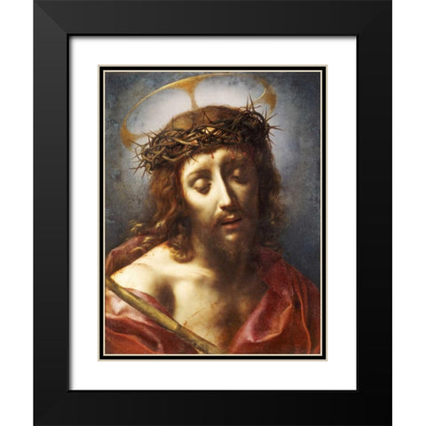 Christ As The Man of Sorrows Black Modern Wood Framed Art Print with Double Matting by Dolci, Carlo
