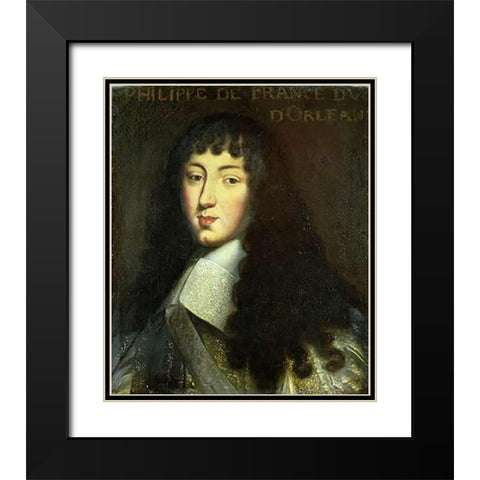 Portrait of Philippe De France Black Modern Wood Framed Art Print with Double Matting by DOrleans, Duc