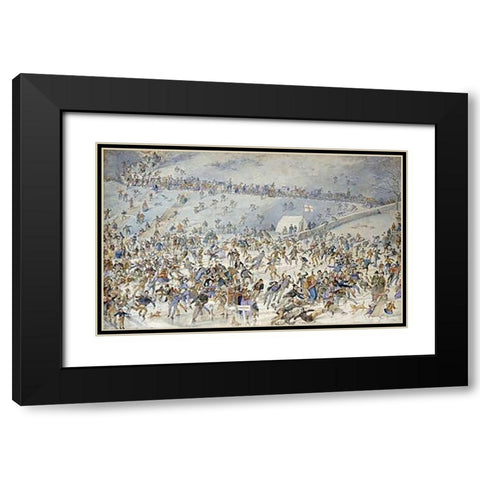 Figures Ice Skating Black Modern Wood Framed Art Print with Double Matting by Doyle, Charles Altamount