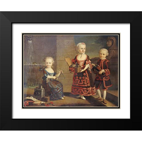 A Group Portrait of a Girl Black Modern Wood Framed Art Print with Double Matting by Drouais, Francois-Hubert