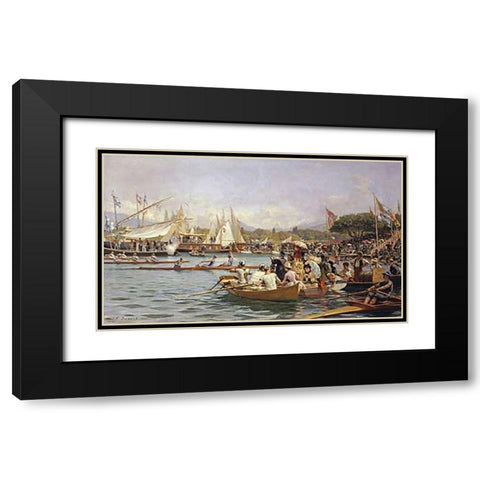A Regatta, Geneva Black Modern Wood Framed Art Print with Double Matting by Dufaux, Frederic