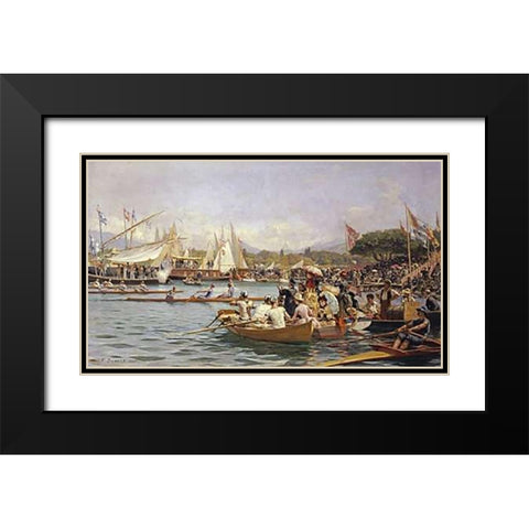 A Regatta, Geneva Black Modern Wood Framed Art Print with Double Matting by Dufaux, Frederic