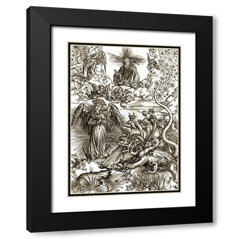 The Apocalyptic Woman Black Modern Wood Framed Art Print with Double Matting by Durer, Albrecht