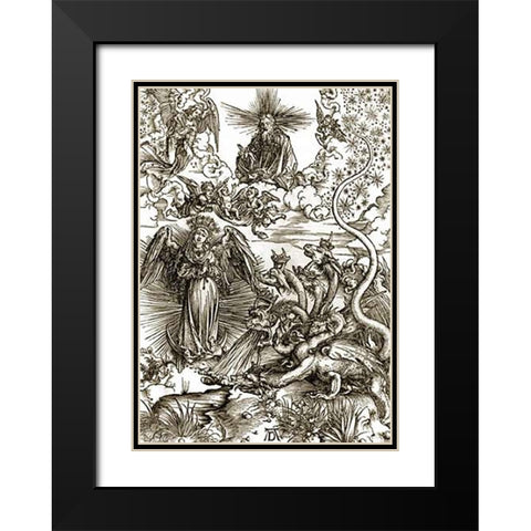 The Apocalyptic Woman Black Modern Wood Framed Art Print with Double Matting by Durer, Albrecht