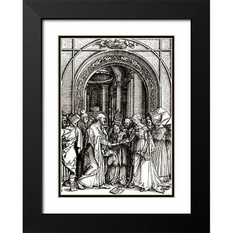 The Betrothal of The Virgin Black Modern Wood Framed Art Print with Double Matting by Durer, Albrecht