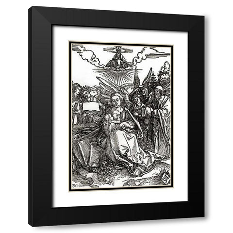 The Holy Family With Five Angels Black Modern Wood Framed Art Print with Double Matting by Durer, Albrecht