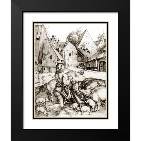 The Prodigal Son Black Modern Wood Framed Art Print with Double Matting by Durer, Albrecht