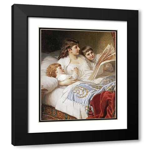Bedtime Story Black Modern Wood Framed Art Print with Double Matting by Ebert, Anton