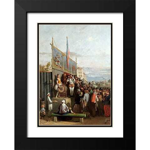 The Travelling Circus Black Modern Wood Framed Art Print with Double Matting by Elmerich, Charles Edouard