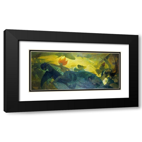The Ride of The Valkyries Black Modern Wood Framed Art Print with Double Matting by Engel, Carl