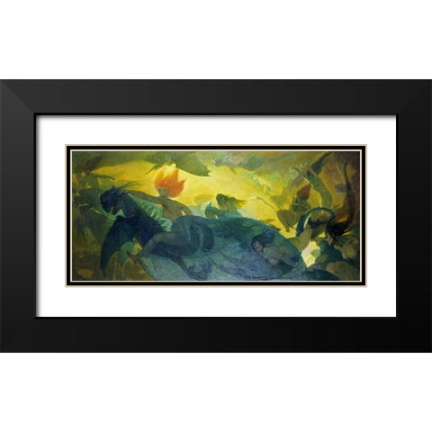 The Ride of The Valkyries Black Modern Wood Framed Art Print with Double Matting by Engel, Carl