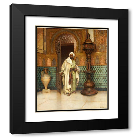 An Arab In a Palace Interior Black Modern Wood Framed Art Print with Double Matting by Ernst, Rudolf