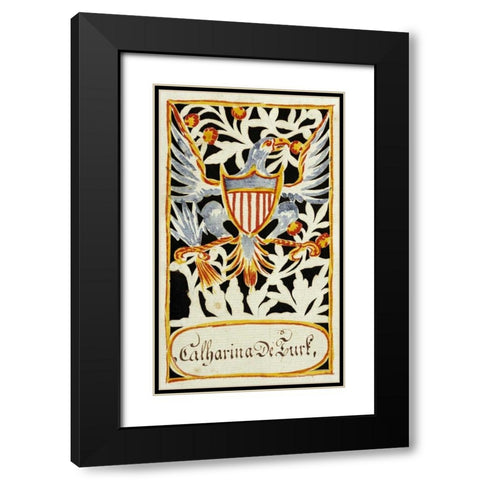 Watercolor and Cutwork Fraktur Drawing Black Modern Wood Framed Art Print with Double Matting by Faber, Wilhemus Antonius