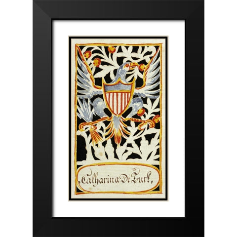 Watercolor and Cutwork Fraktur Drawing Black Modern Wood Framed Art Print with Double Matting by Faber, Wilhemus Antonius