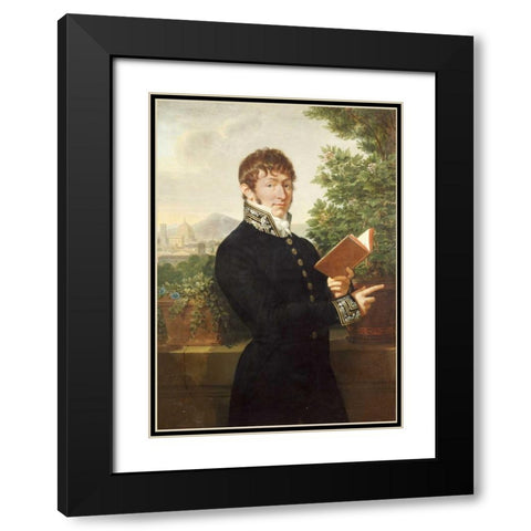 Portrait of An Official, Standing Above Florence Black Modern Wood Framed Art Print with Double Matting by Fabre, Francois-Xavier