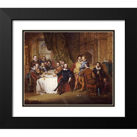 Shakespeare and His Friends at The Mermaid Tavern Black Modern Wood Framed Art Print with Double Matting by Faed, John
