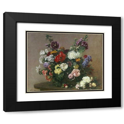 A Bouquet of Mixed Flowers Black Modern Wood Framed Art Print with Double Matting by Fantin-Latour, Henri