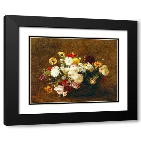 Bouquet De Fleurs Black Modern Wood Framed Art Print with Double Matting by Latour, Henri Fantin