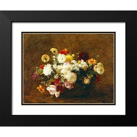 Bouquet De Fleurs Black Modern Wood Framed Art Print with Double Matting by Latour, Henri Fantin